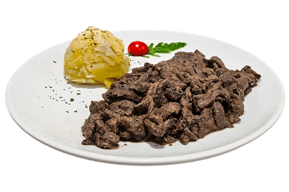 Sautéed liver with sautéed potatoes