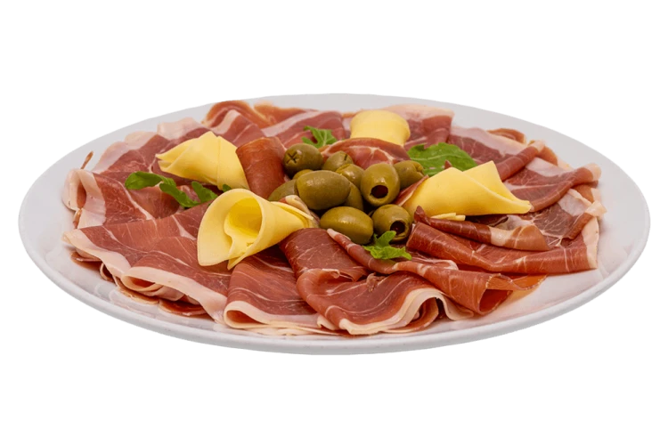 Cured ham with olives