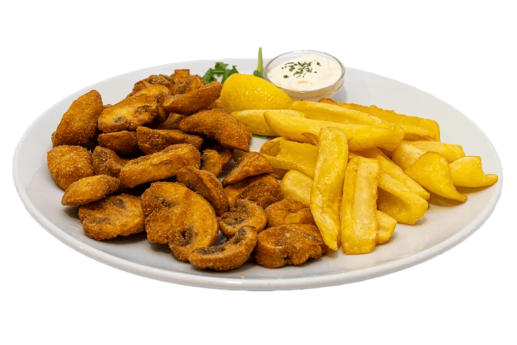 Fried white mushrooms with tartar sauce