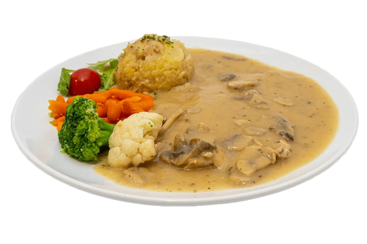 Pork escalope plain with mushrooms