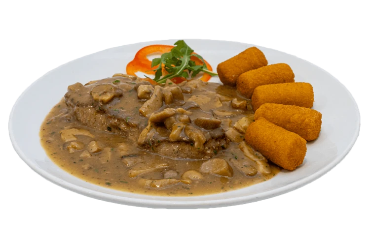 Roast beef with mushroom sauce