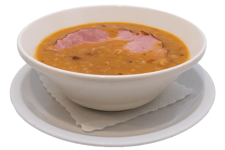 Smoked meat with barley and broad beans